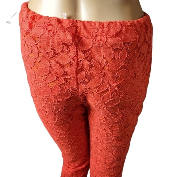 NWOT FREE PEOPLE WILD LACES PULL ON CROP FLARE PANTS IN AUDACIOUS RED - Picture 8 of 16